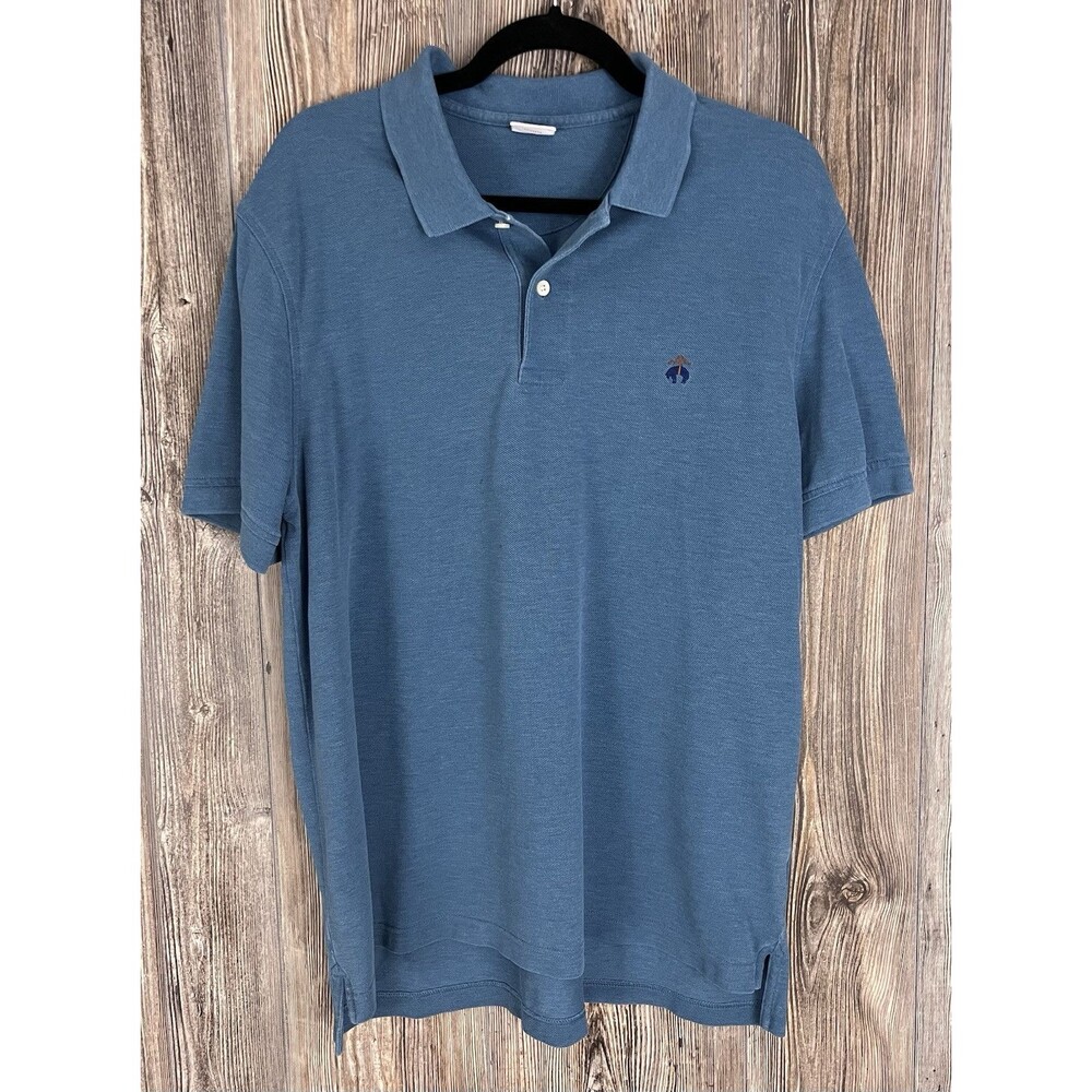 Brooks Brothers Mens L Performance‎ Polo Shirt Blue Cotton Golf Preppy Casual